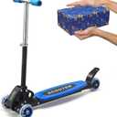 Heavy-Duty Kids 3-Wheel Scooter  Adjustable Height Handlebar, Sturdy Metal Frame, Non-Slip Deck, Foldable, for Ages 2+ (110 lbs Capacity) (Blue)