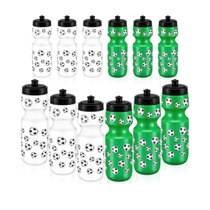 Pack of 12 Water Bottle Bulk Reusable Sports Squeeze Water Bottles Ball Cup Accessories for Sports Party Favors Team Gifts Players for Gym Most Bike Cage (Soccer)