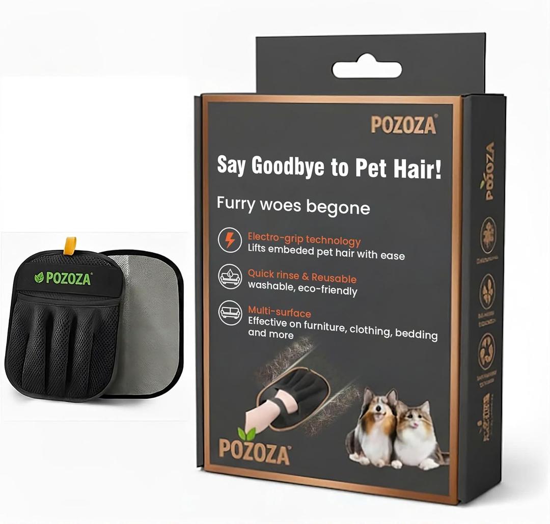 10 ADVANCED Tips to Eliminate Pet Hair - Pet Hair Removal Mitt for Dogs & Cats, Upgraded Electro-Grip Technology, 5-Finger Precision Reusable Pet Hair Remover Tool for Couch, Carpet, Car Seat