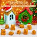 8 Pcs Mini Wood Capybara Figures Bulk Christmas Capybara Ornament Gifts Wooden Carved Animals Figurines Cute Capybaras Decorations Blind Box Accessories for Desktop Room Birthday Decor