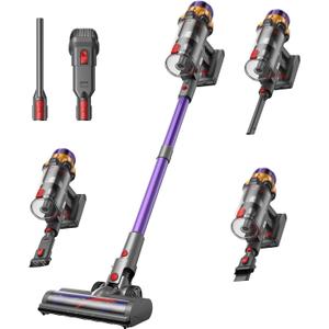 Xlife 550W Cordless Vacuum Cleaner 48KPa Powerful Suction, Long Runtime, Green Light Dust Detection, Adjustable Stick, Tangle-Free Brush for Pet Hair/Carpet/Hardwood Floors-P12