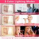 ROLOVE Large Vanity Mirror with Lights, 22"x17" Lighted Makeup Mirror for Desk, 3 Color Dimmable LED Lights, Smart Touch Control & 360° Rotation Tabletop Dresser Mirror (White)
