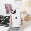 2 x NITITOP Compatible for iPhone 15 Case Cute Flower Floral Clear for Women Girl Ultra Slim Crystal Shockproof Soft TPU Anti-Yellow Protective Phone Cover - White