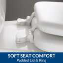 Mayfair Padded Toilet Seat, Cushioned Soft Vinyl over Wood Core Seat, Secure Hinges, Easy Clean, Made in USA, Elongated, White