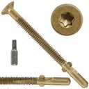 #12 x 2 Trailer Deck Screws, Self-Tapping Sheet Wood Metal Screw, 79Pcs T25 Star Bits Reamer Tek Screws for Trailers, for Attaching Wood to Steel (Gold)