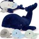 MaoGoLan 4 Pcs Blue Whale Plush Toy with 3 Babies Inside - 20 Inch Giant Stuffed Whale Plush Sea Animals Bulk for Kids Ocean Party Favors Marine Decorations Gifts Christmas Valentine's Day
