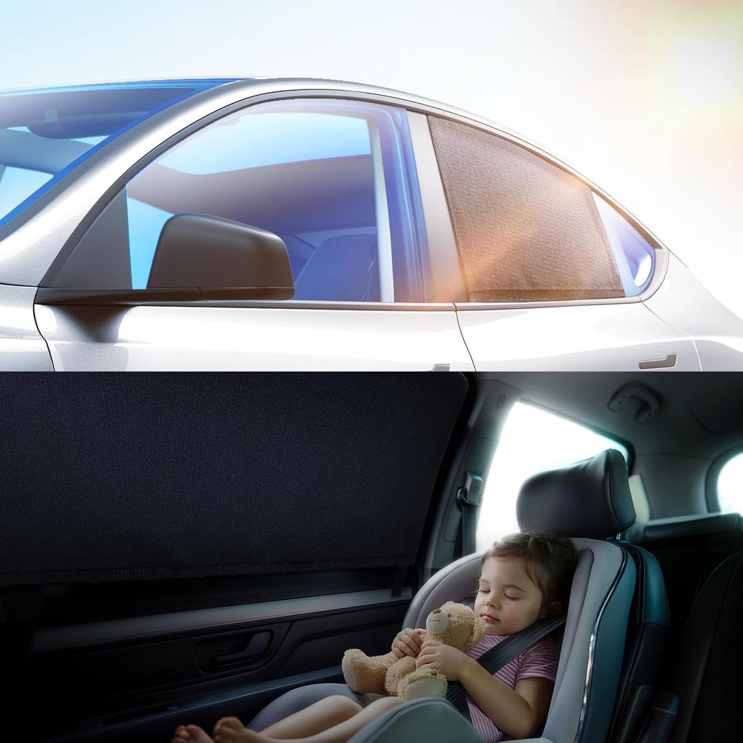 [Upgraded] DMJN Car Window Shade for Baby, [Nano-Ice-Crystal Coating] Efficient Block UV & Scorching Sun, Easy to Install Side Automobile Privacy Shade for Back Window - Universal Fit (Medium)