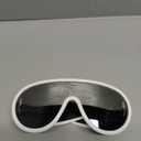 Trendy Wave Mask Sunglasses for Women Men Oversized Shield Sun Glasses Fashion Designer Style (White/Silver)
