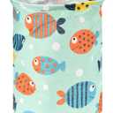 Baby Laundry Basket Collapsible - 11.8" x 15.7" - Lightweight, Portable, Stylish Storage Solution with Handles - Ideal for Laundry, Toys & Pet Products - Space-Saving - Fish Print