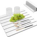 Stone Drying Matt Kitchen Counter, Quick Dry Stone Dish Drying Mat Absorbent Diatomaceous Earth Dish Mat, 16x12 Foldable Dishes Pad for Drying Cups Utensils Bottles Kitchen RV Dorm Room Essentials