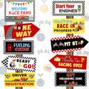 Tenare 20 Pieces Race Car Party Sign Race Car Party Themed Directional Signs Funny Cutouts Welcome Yard Outdoor Wall Decoration Supplies for Birthday Backdrop Photo Props Outdoor Decor