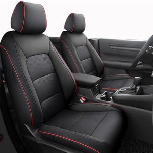 HKZ Fit CRV Car Seat Covers Full Set for Honda CR-V 2015 2016 CRV Sport;EX;EX-L;LX;Touring;Special Edition AWD/2WD - Leather (Black with Red Trim)