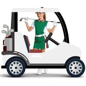 4ft Life Size Golf Cart Cardboard Cutout Standee, Plastic Golf Party Decoration Photo Booth Props Standup for Baby Shower, Birthday, Gender Reveal Parties and Sports Theme Event (White)