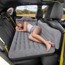 Back Seat Car Air Mattress: Inflatable SUV Car Camping Bed for Truck Van, Thickened Double-Sided Flocking Travel Car Sleeping Pad with Air Pump 2 Pillows, Deep Gray