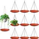 Hanging Planter for Indoor Outdoor Plants, 12" Plant Saucer with Basket Chains, Adjustable Plants Hanger Shelf Decorative Hanging Plant Flower Pot for Window Wall Ceiling Home Decor(10 Pcs,Brick Red)