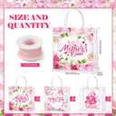 Blosssound 30 Pcs Happy Mother's Day Bags Gift with Handles, Clear PVC Tote Bags with Pink Rose Floral Print & Organza Bow, Reusable Transparent Goodie Bag for Mom Gifts Wrapping Party Favors