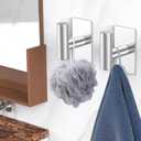 VAEHOLD Wall Towel Hooks, Heavy Duty Sticky Holder Waterproof Towel Hooks for Hanging Coat, Clothes, Closet Hook Wall Mount for Kitchen (Silver, 4 Pack)