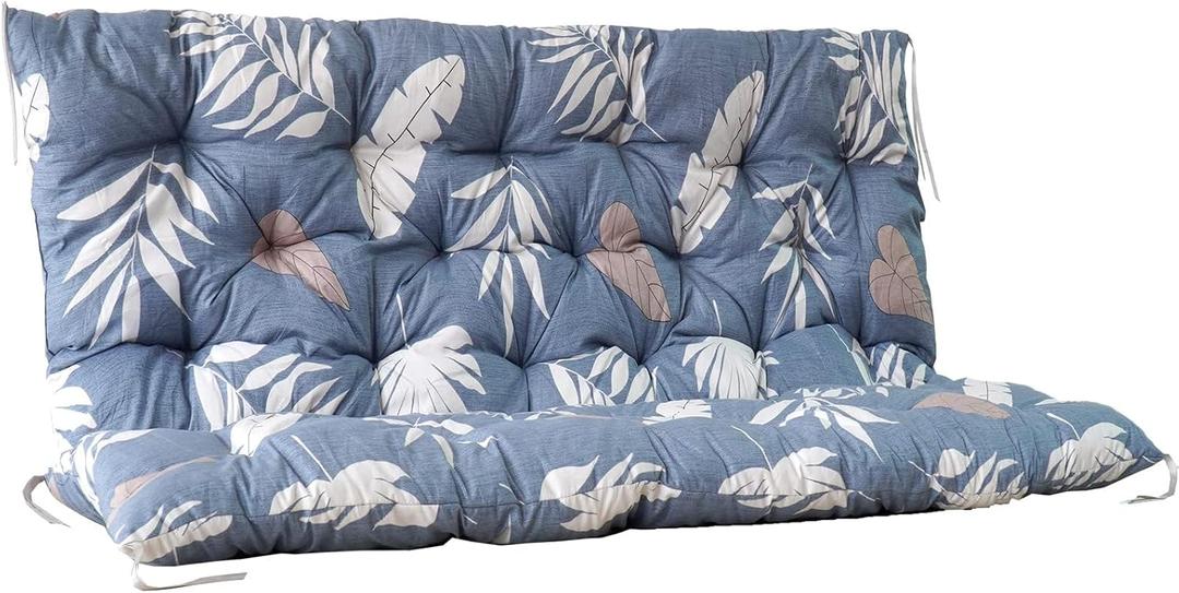 Porch Swing Cushions, 2-3 Seater Outdoor Cushions for Patio Furniture, Swing Replacement Cushions with 8 Straps, Suitable for Outdoor and Indoor (Gray Leaves,60 * 40 in)
