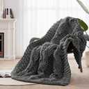 CLOUDS HUG Chunky Knit Blanket Throw - 100% Hand Knitted Chunky Throw Blanket for Couch, Thick and Warm Blanket for Winter, Dark Grey, 50x60 Inches