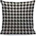WONDERTIFY Throw Pillow Cover Case Black and White Houndstooth - Soft Linen Pillow Case for Decorative Bedroom/Livingroom/Sofa/Farm House - Cushion Covers Couch Pillow 18x18 Inch 45x45 cm