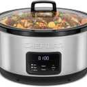 Chefman Slow Cooker 7 Quart, Large Family Size Programmable Digital Slow Cooker with 24-Hour Timer, Low, High & Warm Settings, Ceramic Crock, Tempered Glass Lid, Dishwasher-Safe, Stainless Steel