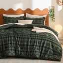 Bedsure Boho Comforter Set Queen - Olive Green Tufted Queen Size Comforter, 3 Pieces Farmhouse-Style Embroidery Bed Set, Soft Fluffy Geometric Pattern Bedding for All Seasons