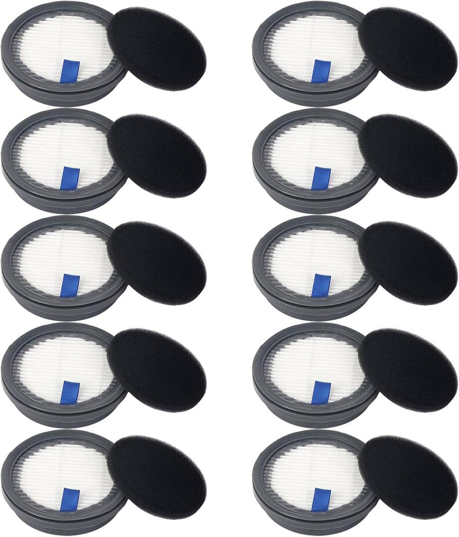 HEPA Filters & Sponge Filters Fit for Afoddon A200Pro/A200, ORFELD B08/C10A/C10G, NEQUARE S12, S25, S25Pro, S26 Series Cordless Vacuum Cleaner (10 Pack HEPA Filters & 10 Packs Sponge Filters)