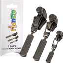 FixNZip Small, Medium, and Large Black Nickel Zipper Repair Kit Bundle | Universal No-Sew Slider Replacement for All Apparel Needs | Instant and Reusable Zipper Repair Tool