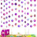 Syhood 10 Pcs Party Decorations Paper Dot Circle Garlands Glitter Streamers Hanging Banner Decor for New Year Baby Shower Wedding Birthday Backdrop Supplies (Iridescent Purple)