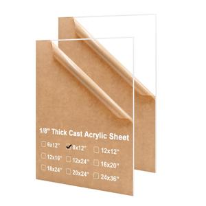 KINLINK 8x12 Plexiglass Sheets 1/8 inch Thick, 3mm Clear Cast Acrylic Sheet, Plastic Board for DIY Project, Craft, Window Glass, Table Top, Picture Frame, Acrylic Sign and Wedding Invitation 2 Pack