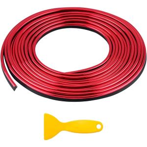 Car Interior Trim Strips, 16.4ft Styling Door Dashboard Decoration with Installing Tool, DIY Flexible Moulding Line Filler Insert Strip for Automotive Door & Dashboard Gap (Red)
