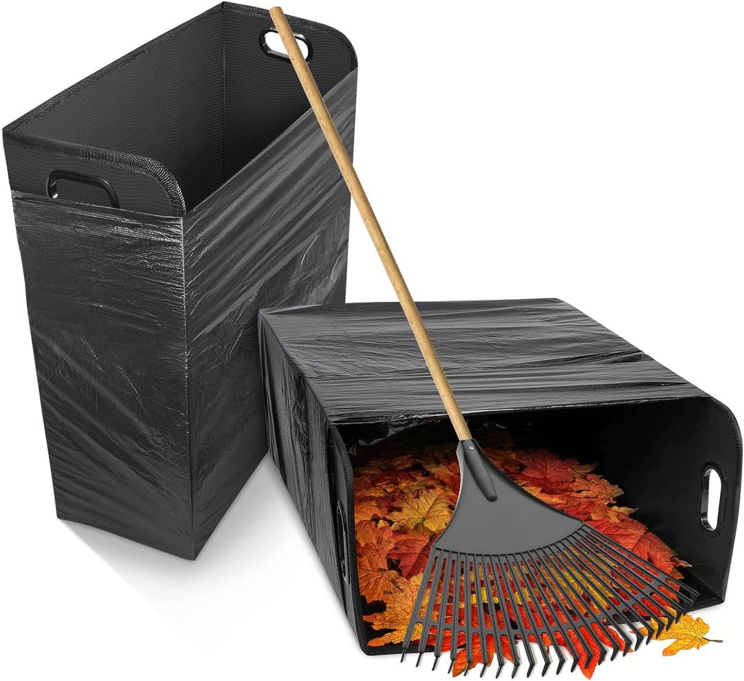 Touri 2 PCS Lawn Trash Bag Holder, Leaf Collector Holder Holds 30-42 Gallon Bags, Reuseable Garbage Frame for Camping, Yard Weeding, Lawn Party