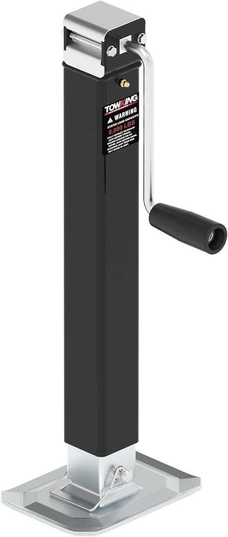 8000LBS Square Trailer Jack, 15" Lift, Heavy Duty Jack with Adjustable Drop Leg, Weld On for RV, Boat, and Utility Trailers