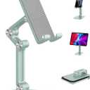 OCYCLONE Phone Stand, Adjustable Height and Angle Foldable Cell Phone Stand Holder for Desk, Taller iPhone Stand Compatible with 4.7"-13" Smartphones iPad Tablet, Light Green
