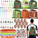 J6&H6 110 Pcs Football Party Favors Football Goodie Bags Including 12 Football Drawstring Bags Stress-relieving Football Straws Keychains silicone Wristband and stickers for FootballParty Gift.