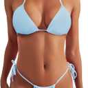 Sucrefas Women Two Piece Thong Bikini Set Sexy Halter Triangle Swimsuit String Brazilian Bathing Suits, Small