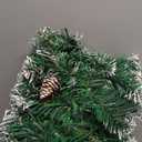 9FT Flocked Christmas Garland, Artificial Snowy Xmas Garland, Indoor Outdoor Winter Garland with Pine Cones and Red Berries for Christmas Decorations Table Mantle Room