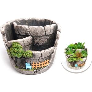 Succulent Plant pots, 5.3" Succulent Plant Cactus Creative pots, Home, Office and Garden pots Decoration, Exquisite Valentine's Day, Christmas, Birthday Gifts (Small Tree Fence - White)