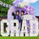 Graduation Decorations Class of 2026 Marquee Letters 4 feet Tall Large Light Up Letters Cool White Light College Preschool Kindergarten High School Grad Party Decor Foam Board Yard Signs Backdrops(Letter GRAD) 4 Pcs