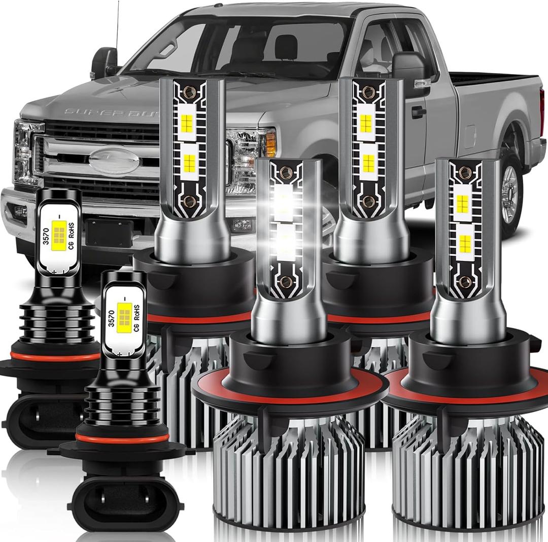 Upgraded Light Bulbs Kit Compatible For 2005-2022 Ford F250 F350 F450 F550 Super Duty, 600% Brightness 6500K White Plug-and-Play Super Bright Lights Bulbs - 6Pack