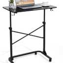 Treadmill Desk, Adjustable Height (28-49 Inch) Rolling Standing Desk with Wheels, Portable Laptop Table for Walking Pad, Spin Bike & Exercise Bike, 31x16 inch Mobile Workstation for Home Office