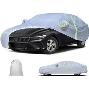 Waterproof Car Cover for Hyundai Elantra (2011-2025), All Weather Custom-fit Car Cover with Zipper Door & Windproof Bands for Sun UV Rain Dust Snow Wind Protection Scratch Resistant