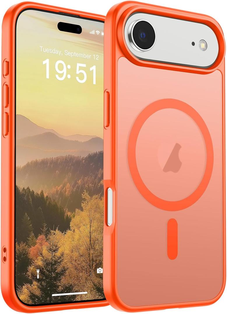 SUPFINE Magnetic for iPhone Air Case (Compatible with MagSafe)(Military Grade Drop Protection) Slim Translucent Matte Shockproof with Anti-Fingerprint Phone Cover for 17 Air,Orange