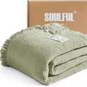 SOULFUL Muslin Throw Blanket with Tassels - Soft King Size Cotton Throw Blanket for Couch or Bed, Lightweight and Breathable Gauze for All Seasons, LightChampagne, 108" x 90"