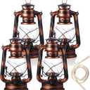 Honoson 4 Pieces Oil Lamp Hurricane Lamp Kerosene Lantern for Indoor Outdoors Decorative Hanging Oil Lantern with Wick for Hiking Emergency Camping Party Decoration(Bronze,10 Inch)