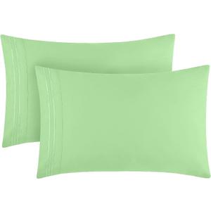 Mellanni Pillow Cases - Luxury, Extra Soft Cooling Pillow Covers - 2 PC Iconic Collection Pillowcases - Envelope Closure (Standard/Queen 20" x 30", Pistachio)