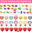 28 Pack Valentines Day Gifts for Kids ,Mochi Squishy Toys Filled Hearts Box with Valentine Cards Classroom Prizes Exchange Gifts Prizes Valentines Day Gifts for Kids Boy Girl Valentine Party Favors