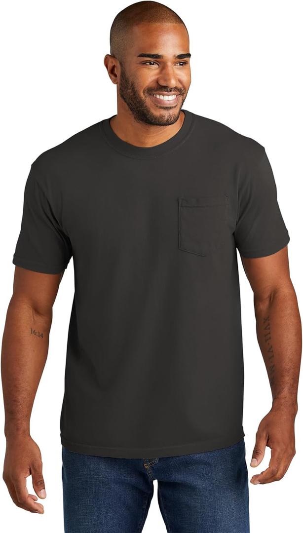 Comfort Colors Men's Adult Short Sleeve Pocket Tee, Style 6030 (X-Large, Pepper)