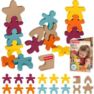 Fisher-Price Wood Montessori Toy Stacking Shapes, American Montessori Society Seal of Excellence, 16-Piece Wooden Learning Activity & Expert Play Tips for Kids Ages 2+ Years