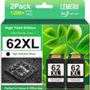 LEMERO Remanufactured for HP 62XL Ink Cartridges Black Replacement for HP 62 Black Ink Cartridge 62XL Ink Cartridge Combo Pack Work with Envy 7645 7640 7645 Envy 5660 5540 Officejet 250 200 Printer